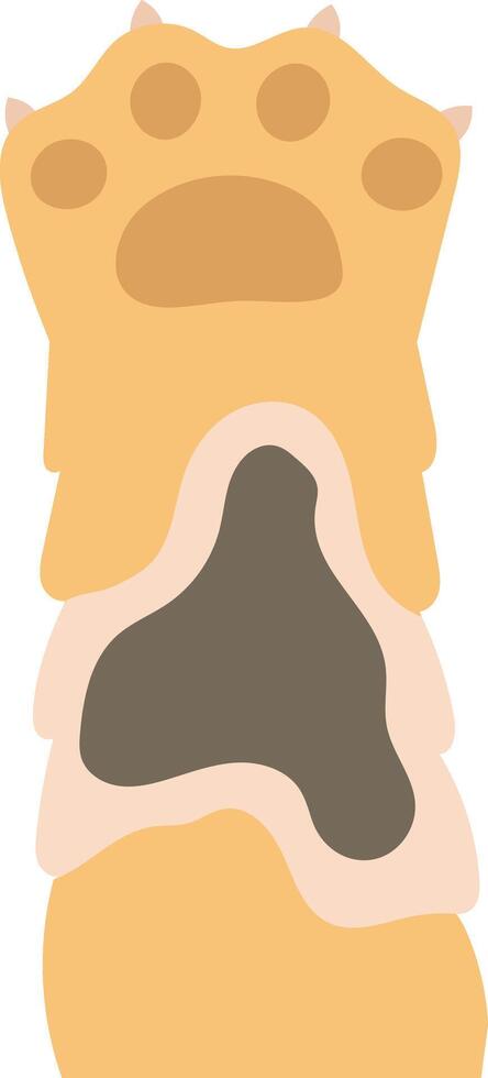 Capturing the bottom view of a ginger cat's paw, highlighting its claws, paw pads, and leg in a simple, flat illustration. A delightful representation of feline charm vector