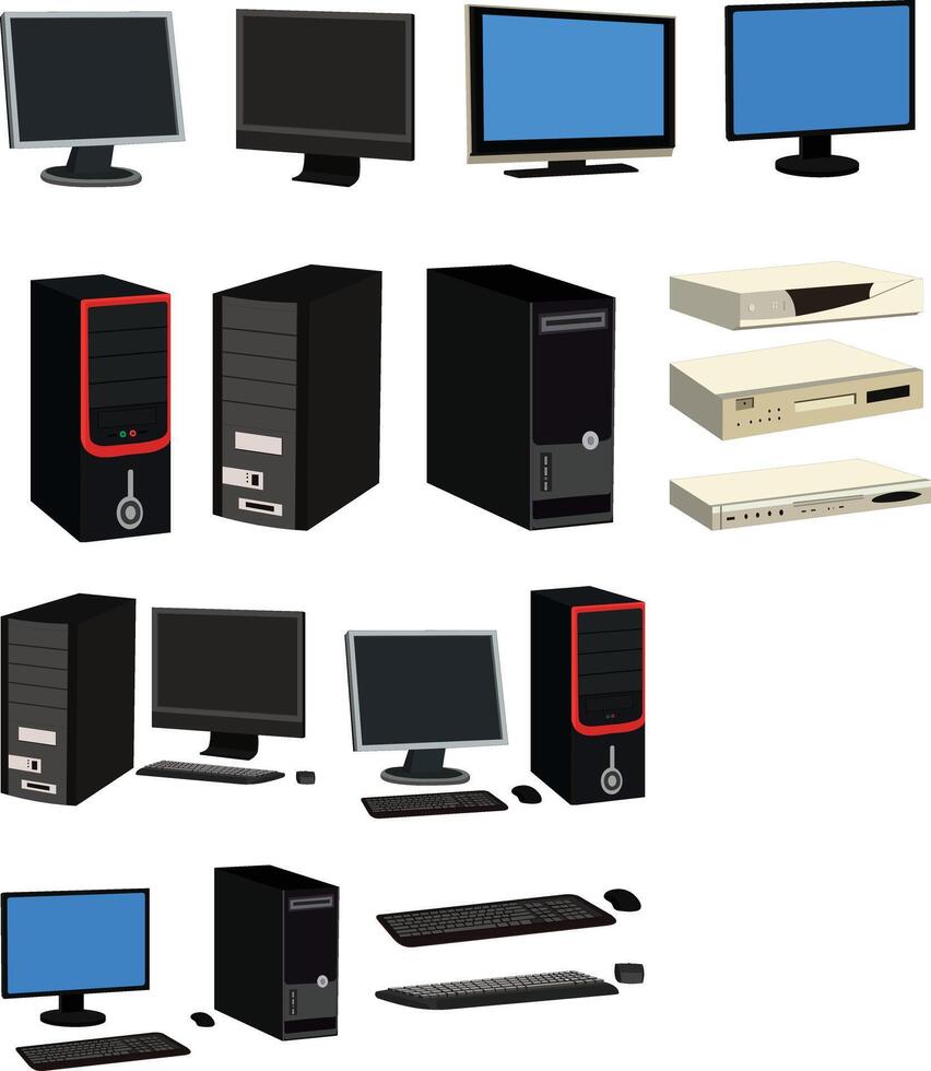 Various computers and monitors collection vector