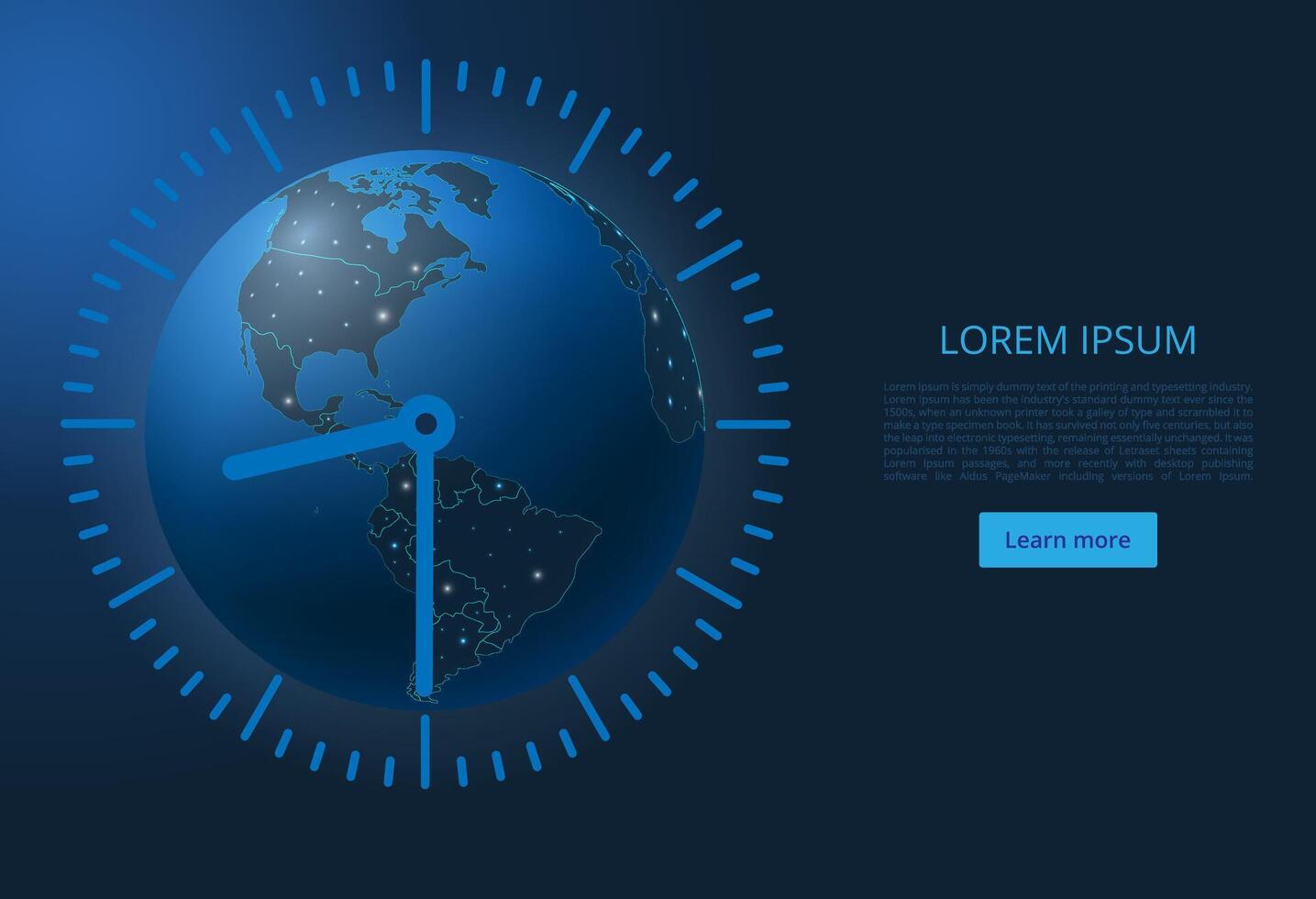 Blue globe with clock design vector