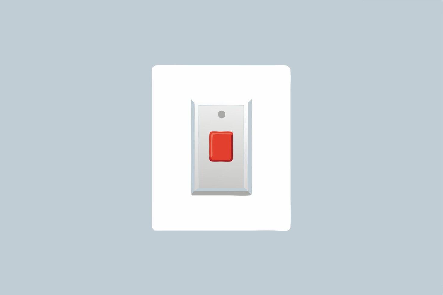 Minimalist Red Emergency Button Switch on a White Plate Against a Calm Blue Background Simple, Clean Design for Safety Systems vector