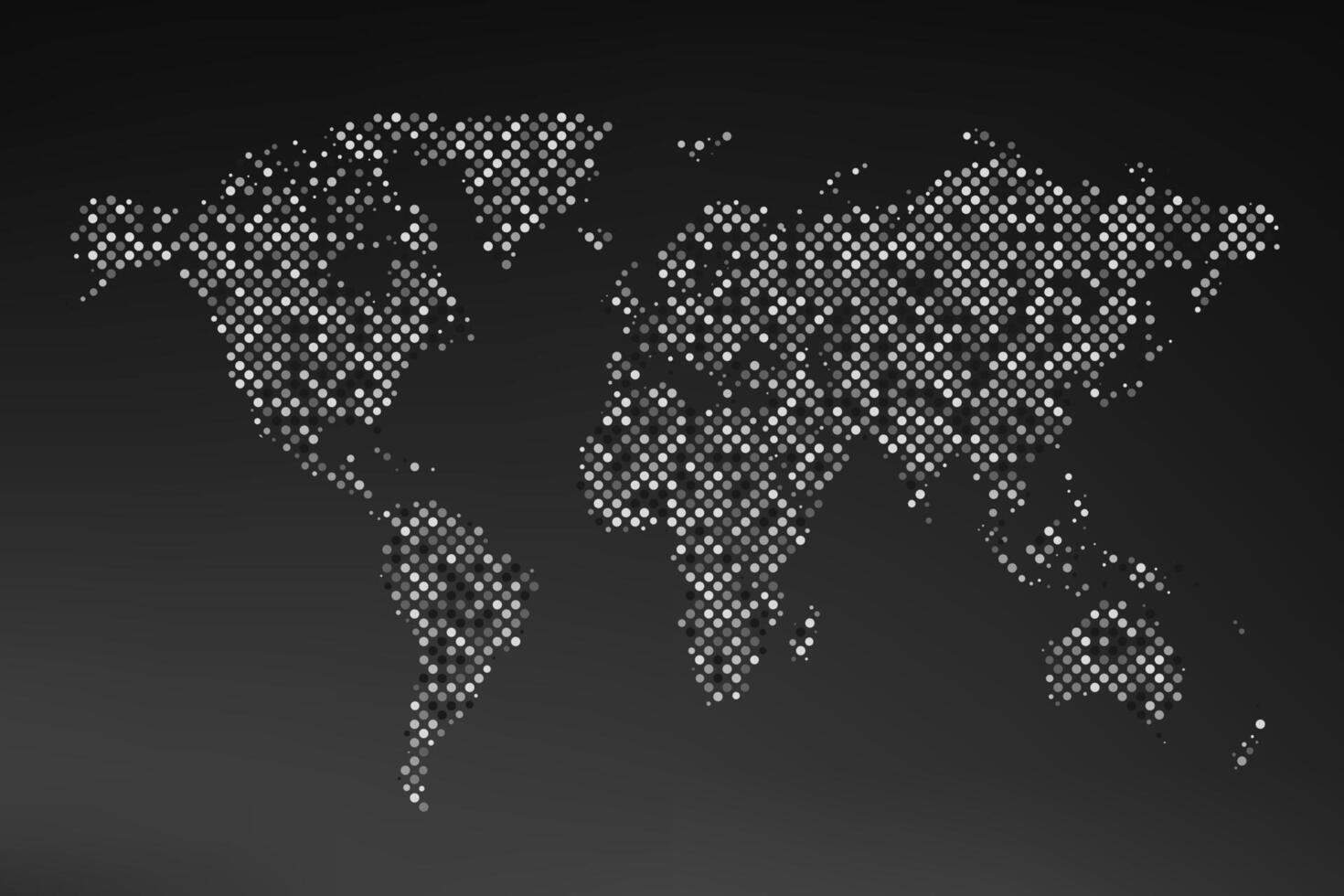 Minimalist world map design using halftone dots. Great for tech, global network, or abstract data-themed visuals. vector