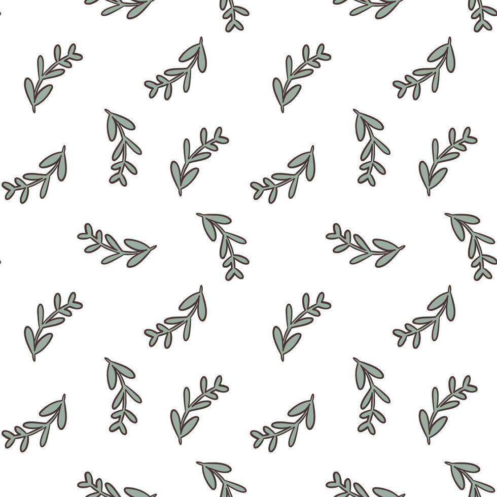 Seamless Leaf Pattern with Handdrawn Green Branches for Fabric Wrapping Paper and Nature Design vector