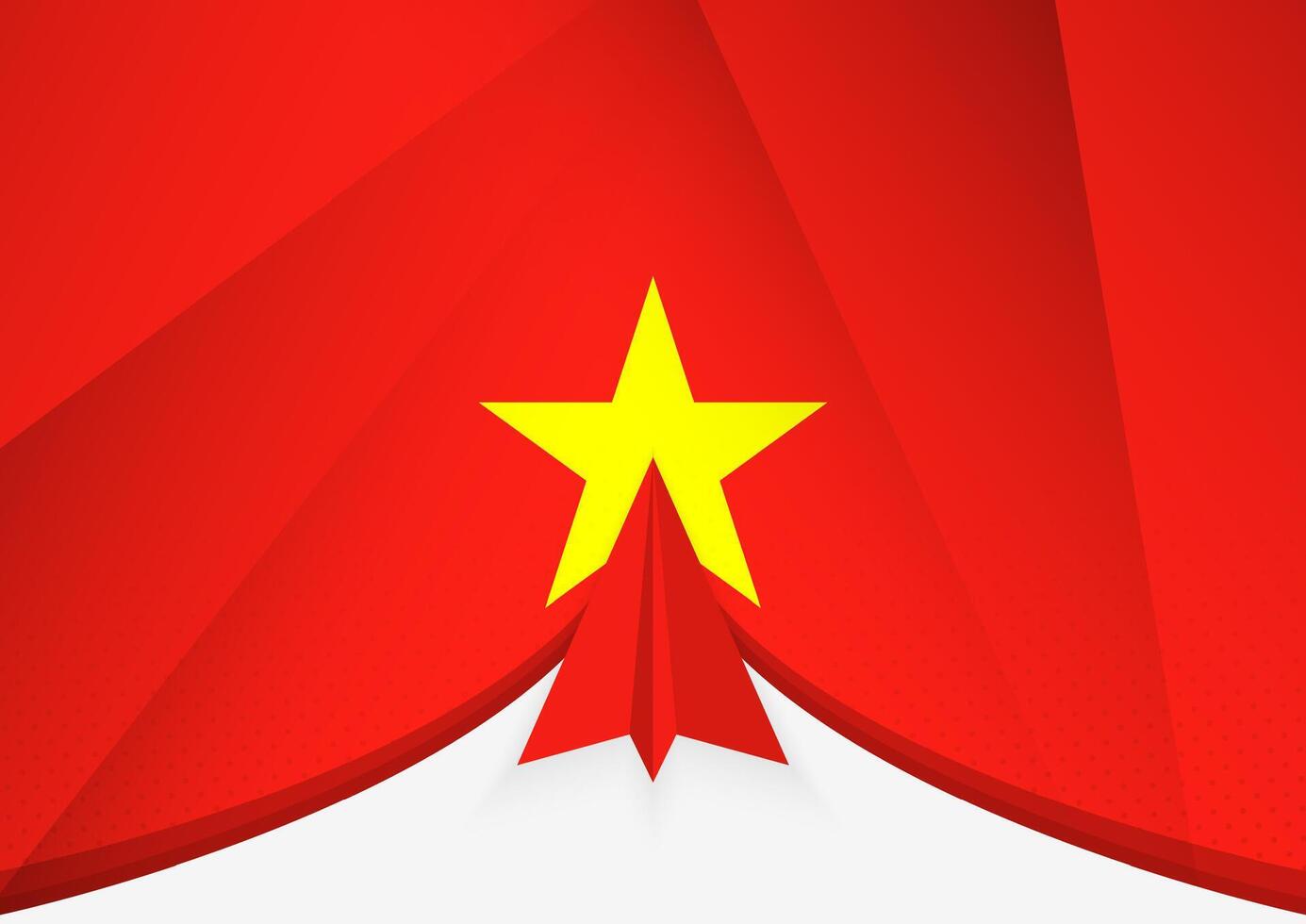 Vietnam Flag with Abstract Paper Airplane Design, National Flag in a geometric folded paper style. vector