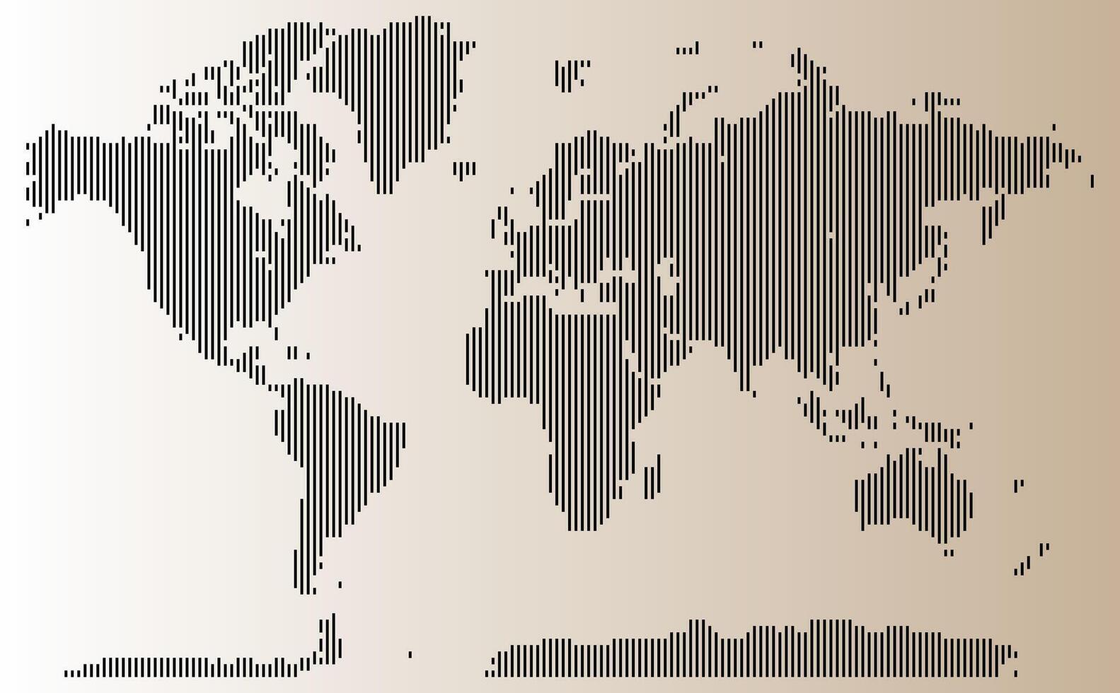 Graphic vertical line shape dotted world map with line shape patterns showing a digital view of Earth vector