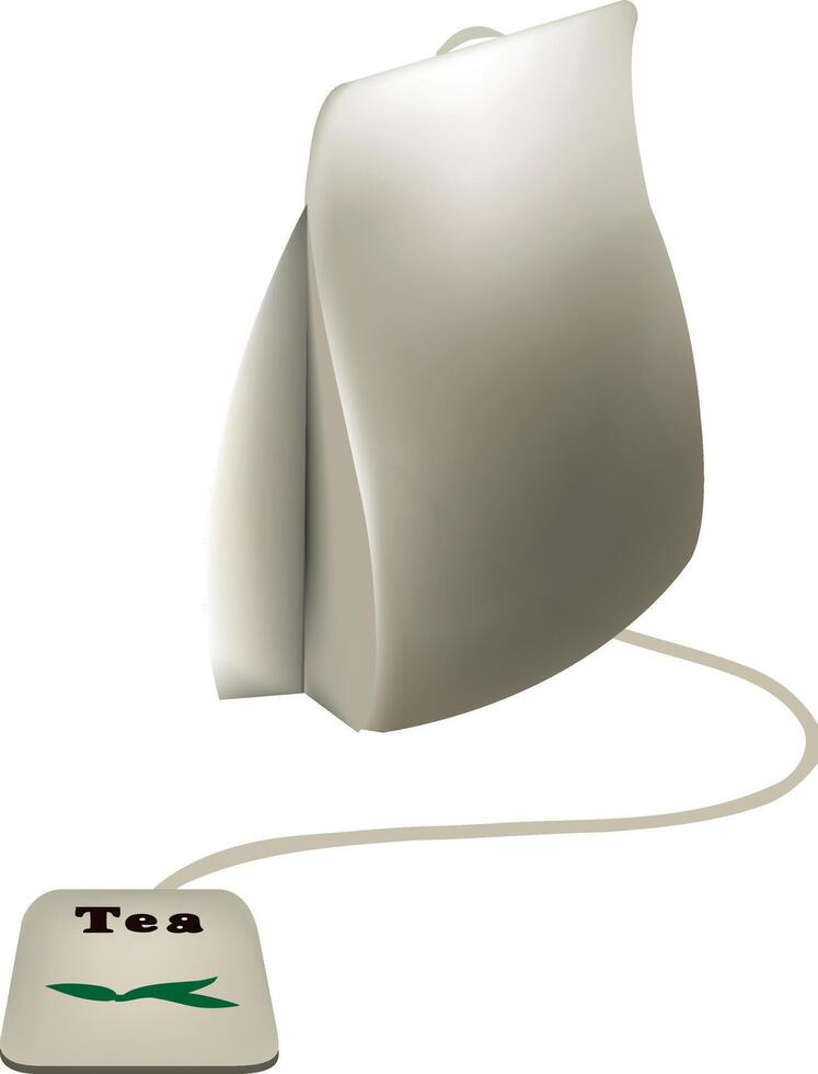 -Blank modern pyramid tea bag hanging with string and label on white background vector