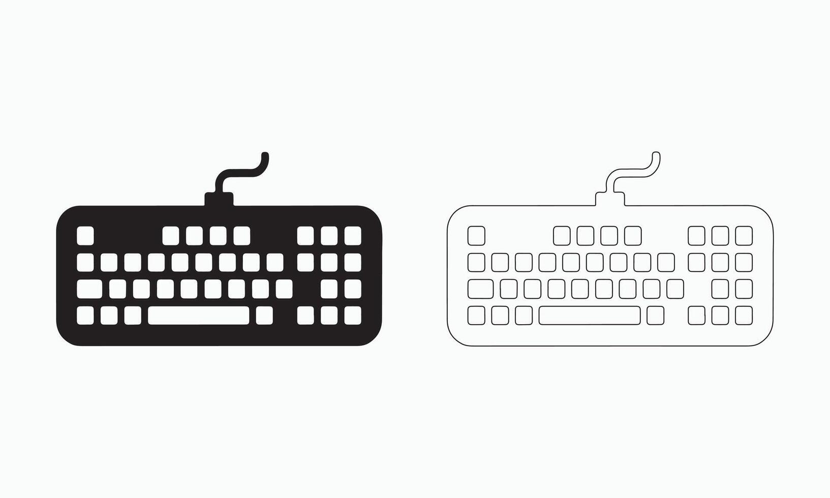 Computer Keyboard in Black and White icons set vector