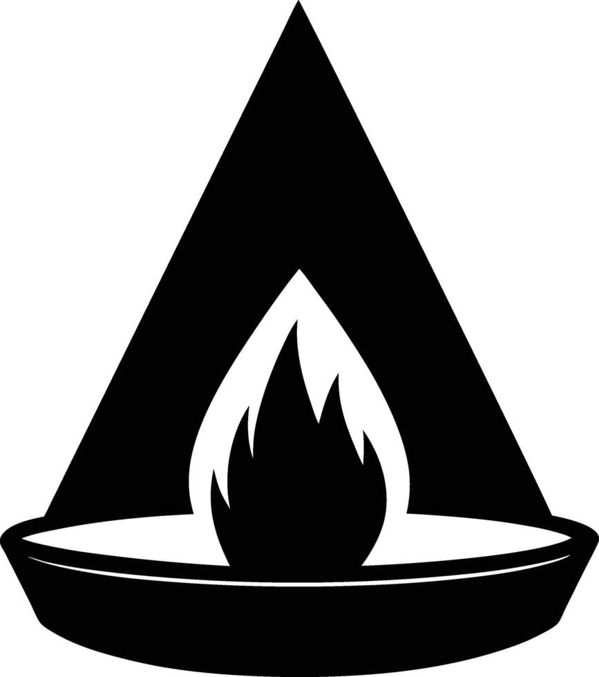 Triangular Fire Pit Empty Center Silhouette Isolated on White Background vector