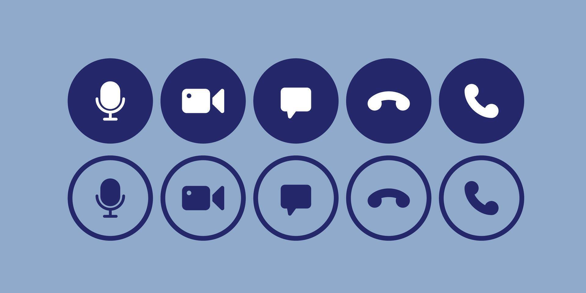 illustration of various call icons and communication symbols including phone, handset, missed call, and signal indicators for mobile and digital applications vector