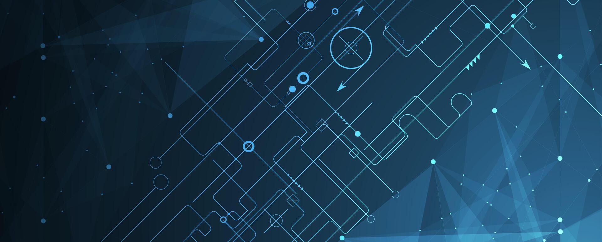 Circuit abstract technology background with lines and dots vector