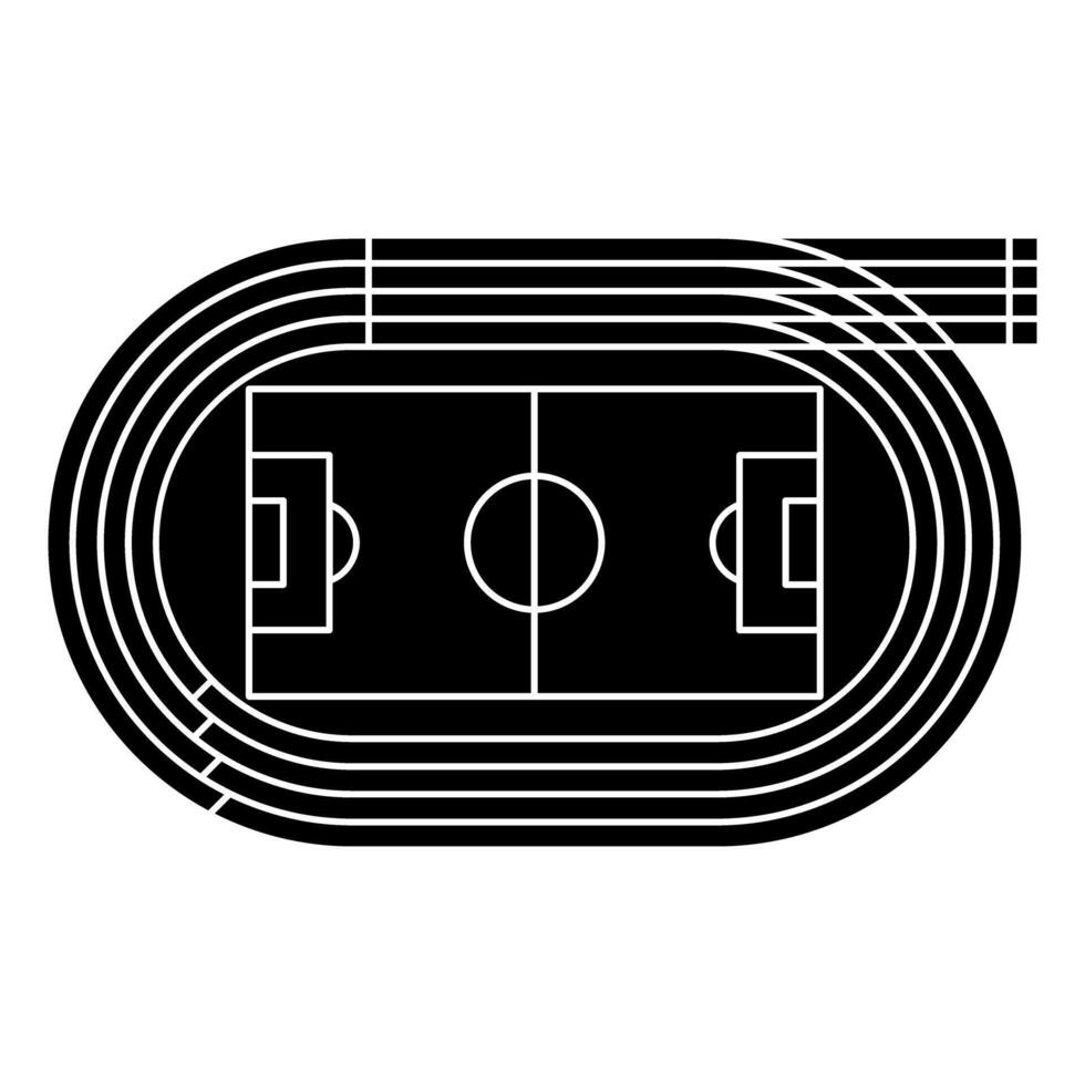 The drawing depicts a running track , showcasing its oval shape and lane markings in a concise and recognizable design. vector
