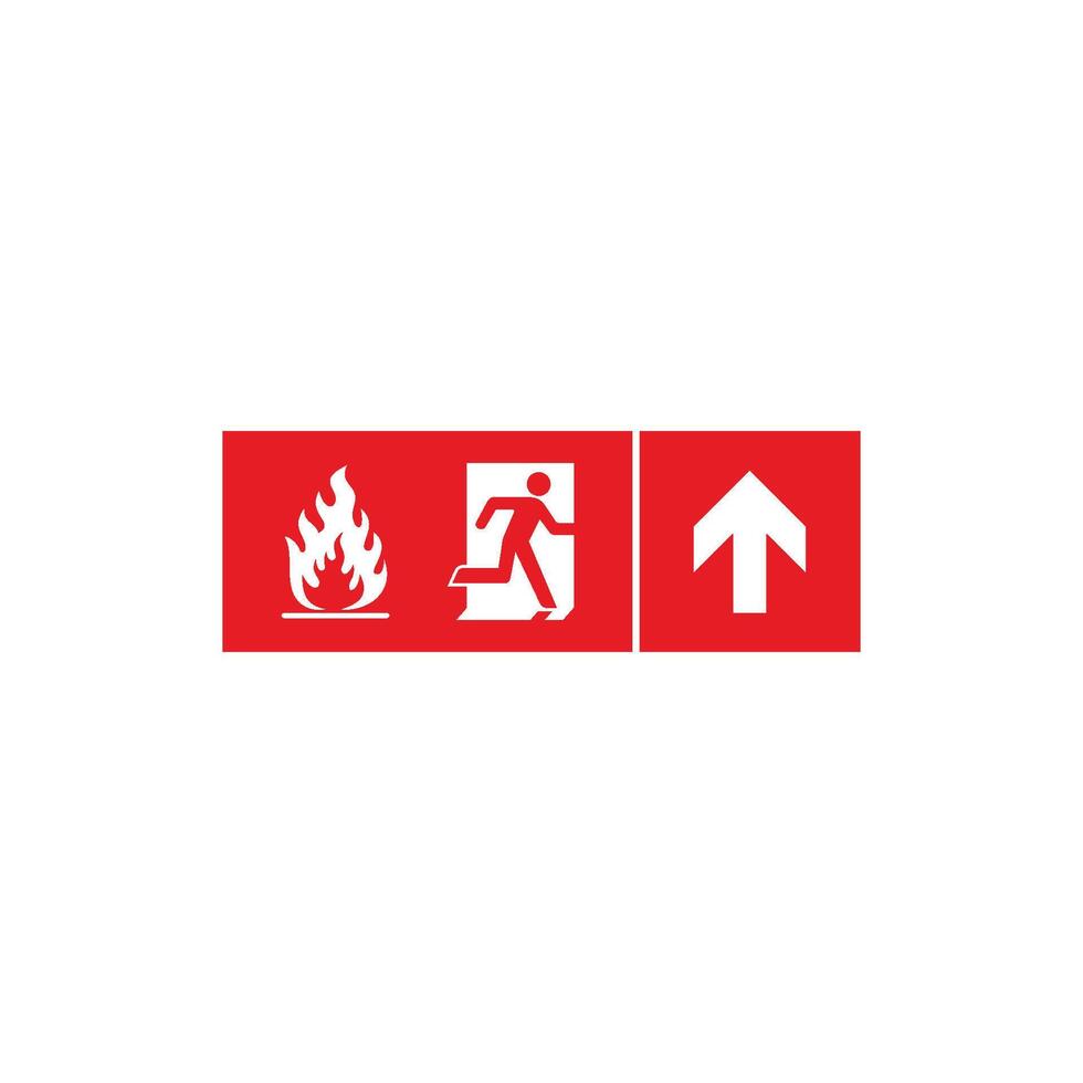 Go to Up Arrow Running People Fire Exit Assembly Point Sign Icon Template vector
