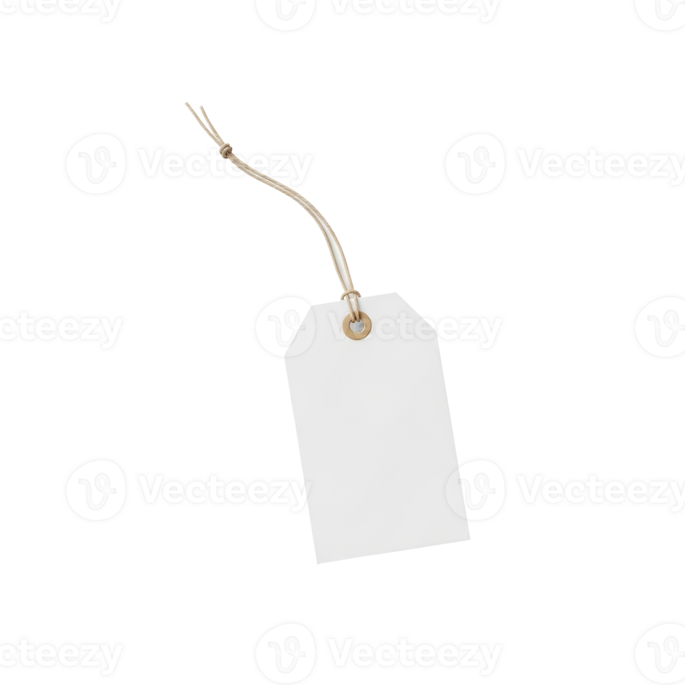 A blank white rectangular tag with a string attached. Ideal for labeling products, gifts, or adding custom messages. png