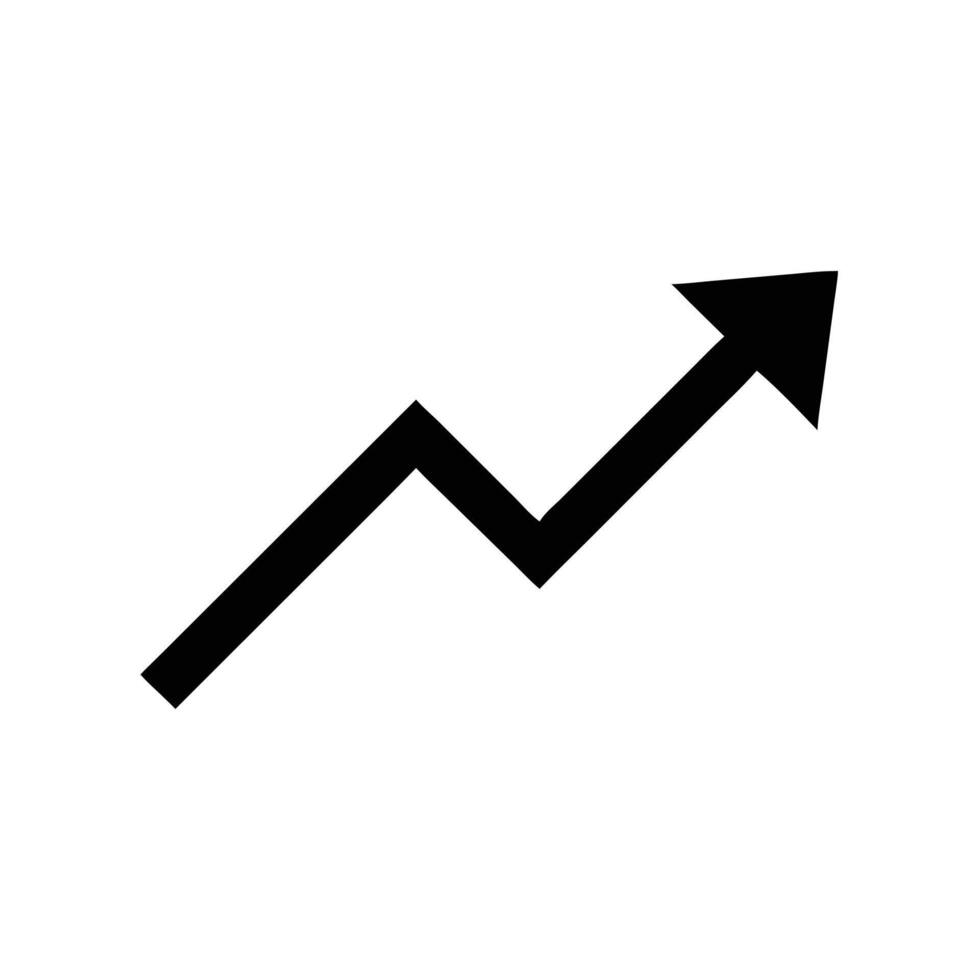 Upward arrow isolated on white background symbolizing growth, success, and positive trends in business, finance, and market, indicating forward progress and development vector