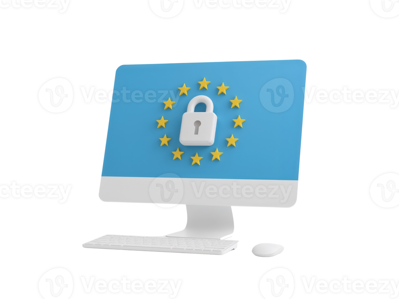 digitale sicurezza visualizzazione con un' computer con lucchetto e stella simbolo in giro per in linea png