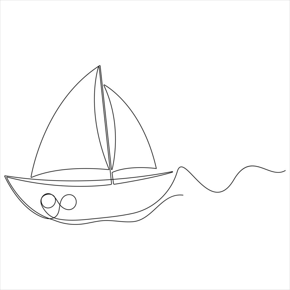 Abstract Sailboat Ship Continuous Line Drawing for Artistic Projects vector