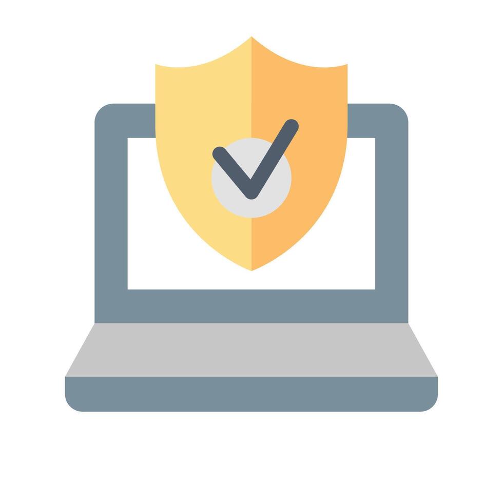 A laptop with a shield and check mark on it vector