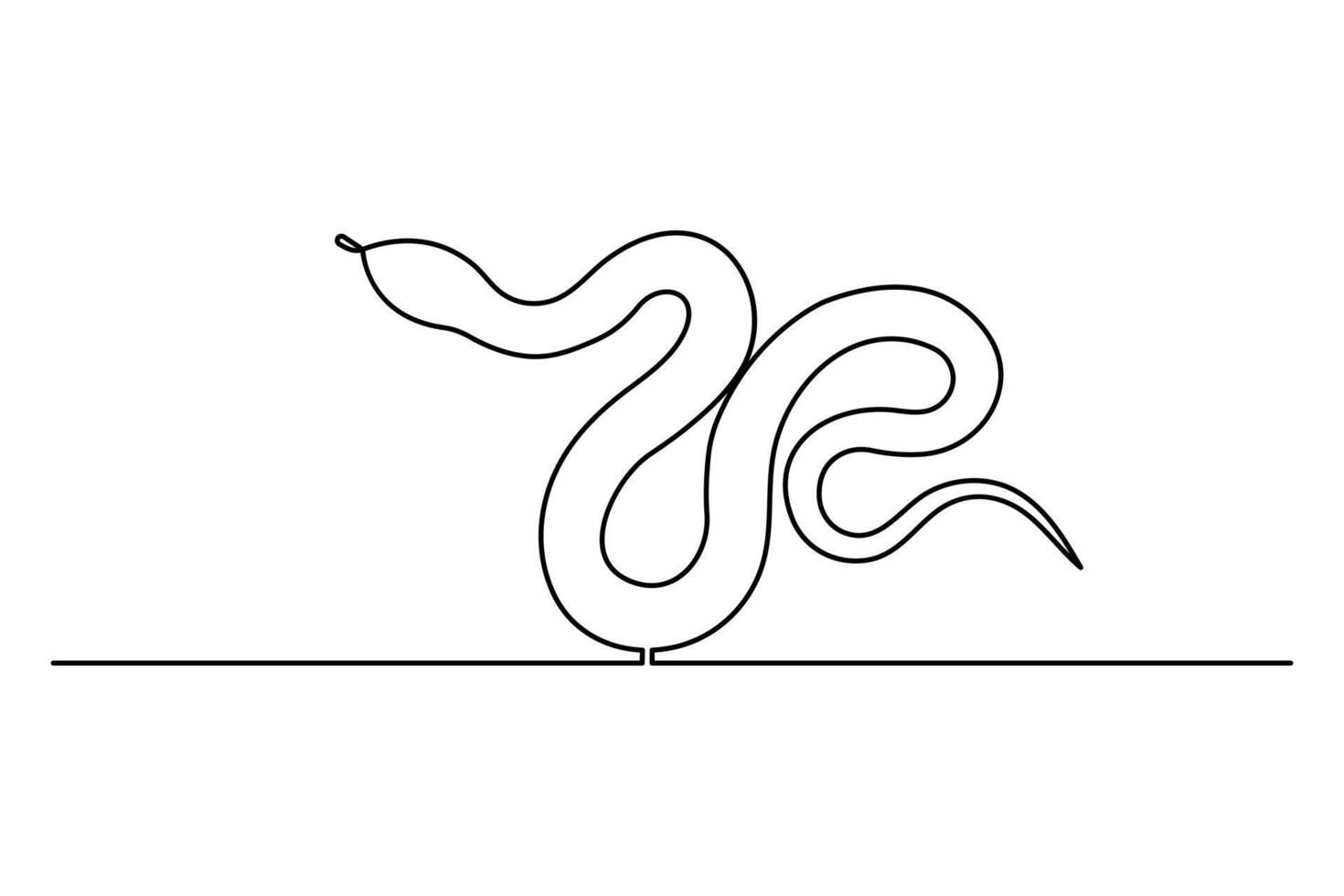 Modern snake outline art created in one continuous line with elegant curve vector