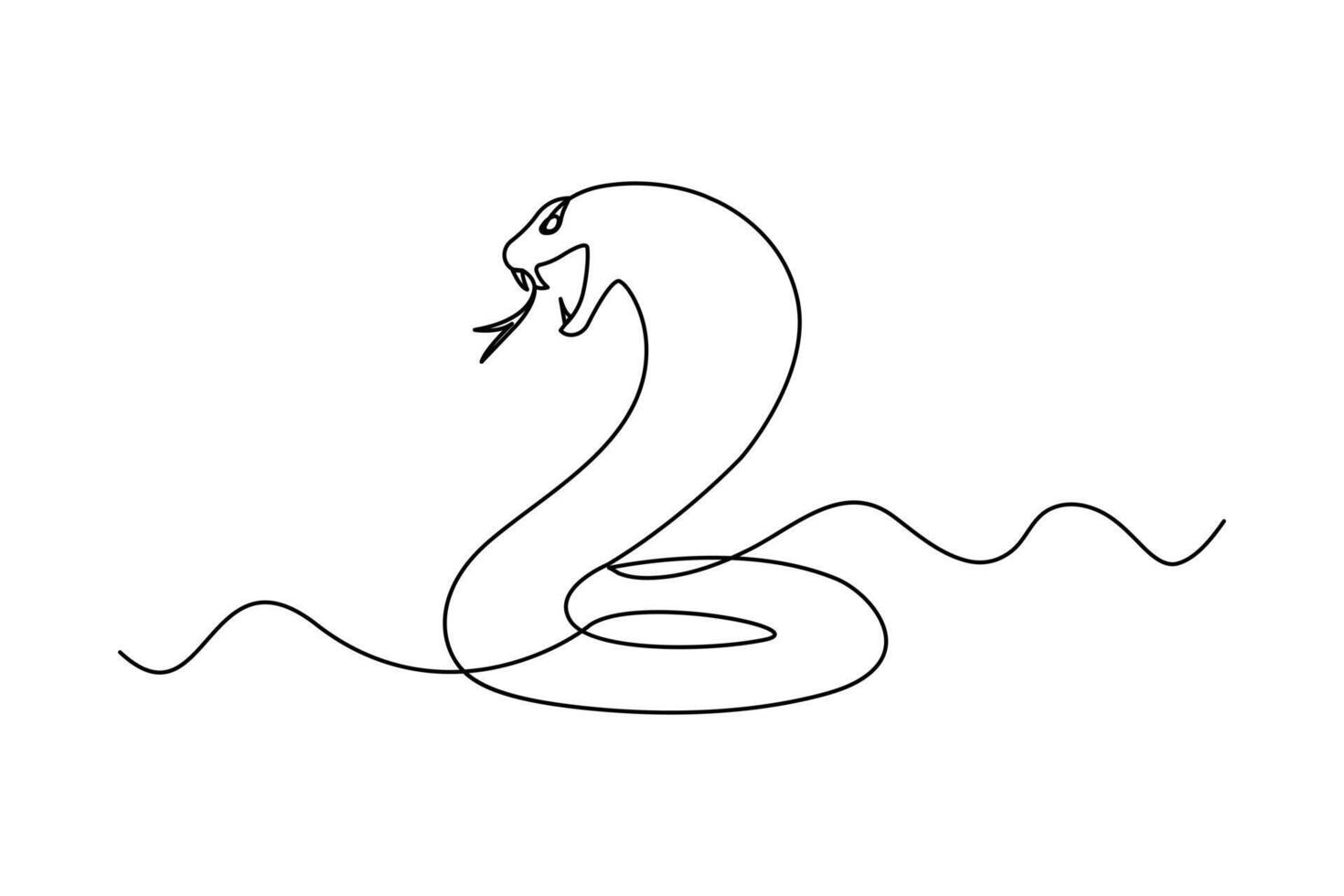Abstract snake icon in one line drawing form isolated on white background vector