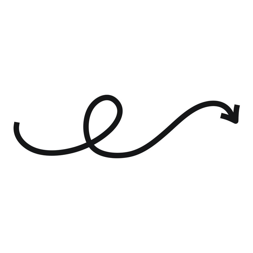 Black arrow with loop, arrow with loop, doodle arrow design vector
