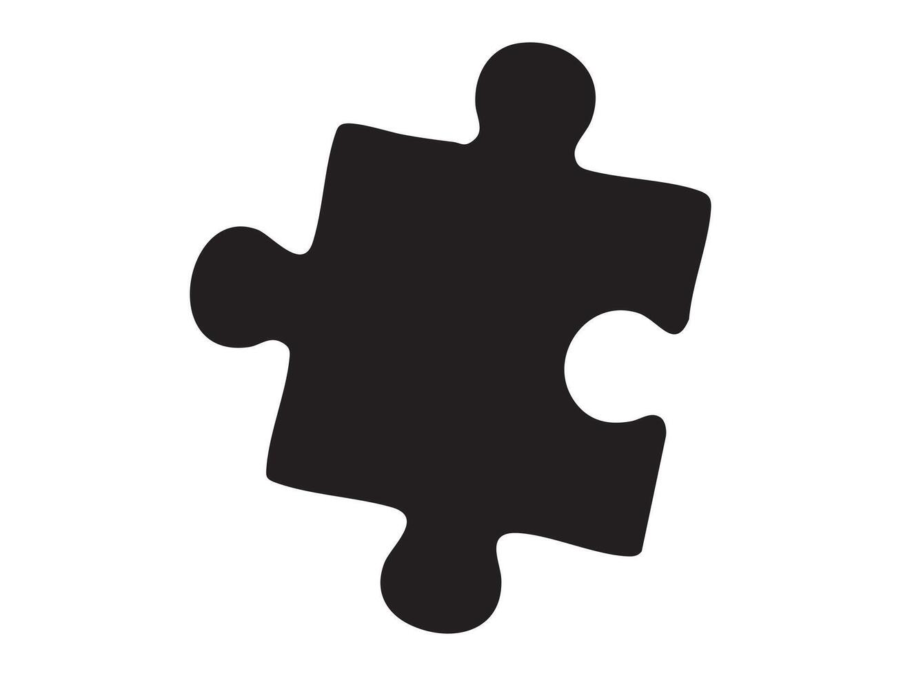 Black silhouette of a single jigsaw puzzle piece isolated on white background. concept of problem-solving, strategy, game, design element, mind exercise, creativity, connection vector