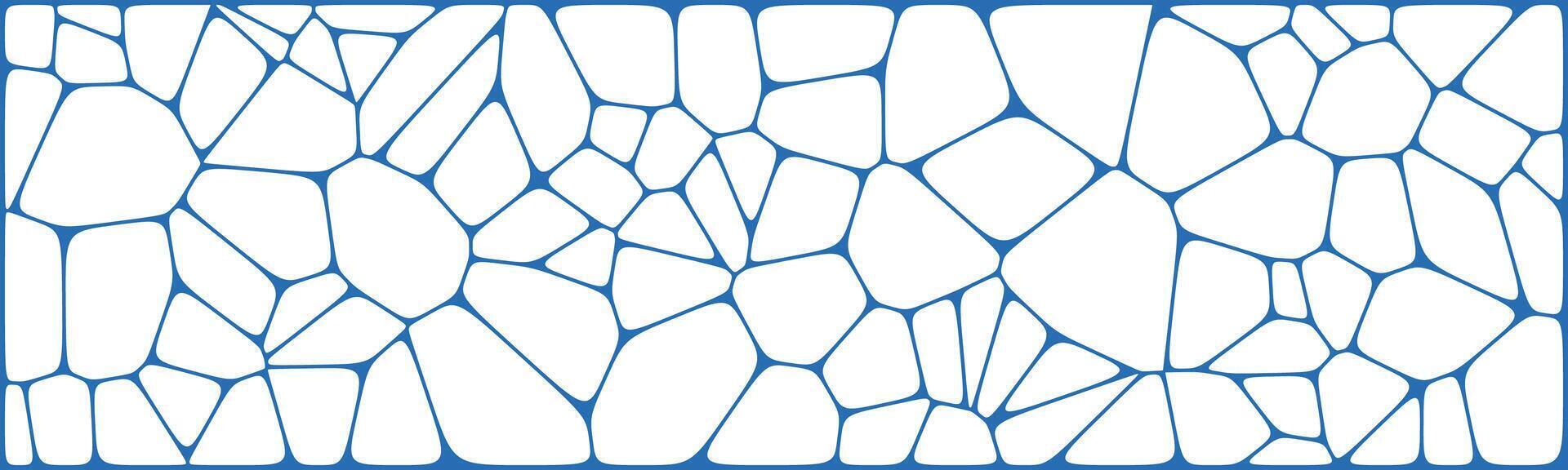 Abstract blue mosaic pattern with irregular polygon shapes outlined in blue, creating a modern and artistic tiled design on a white background. vector