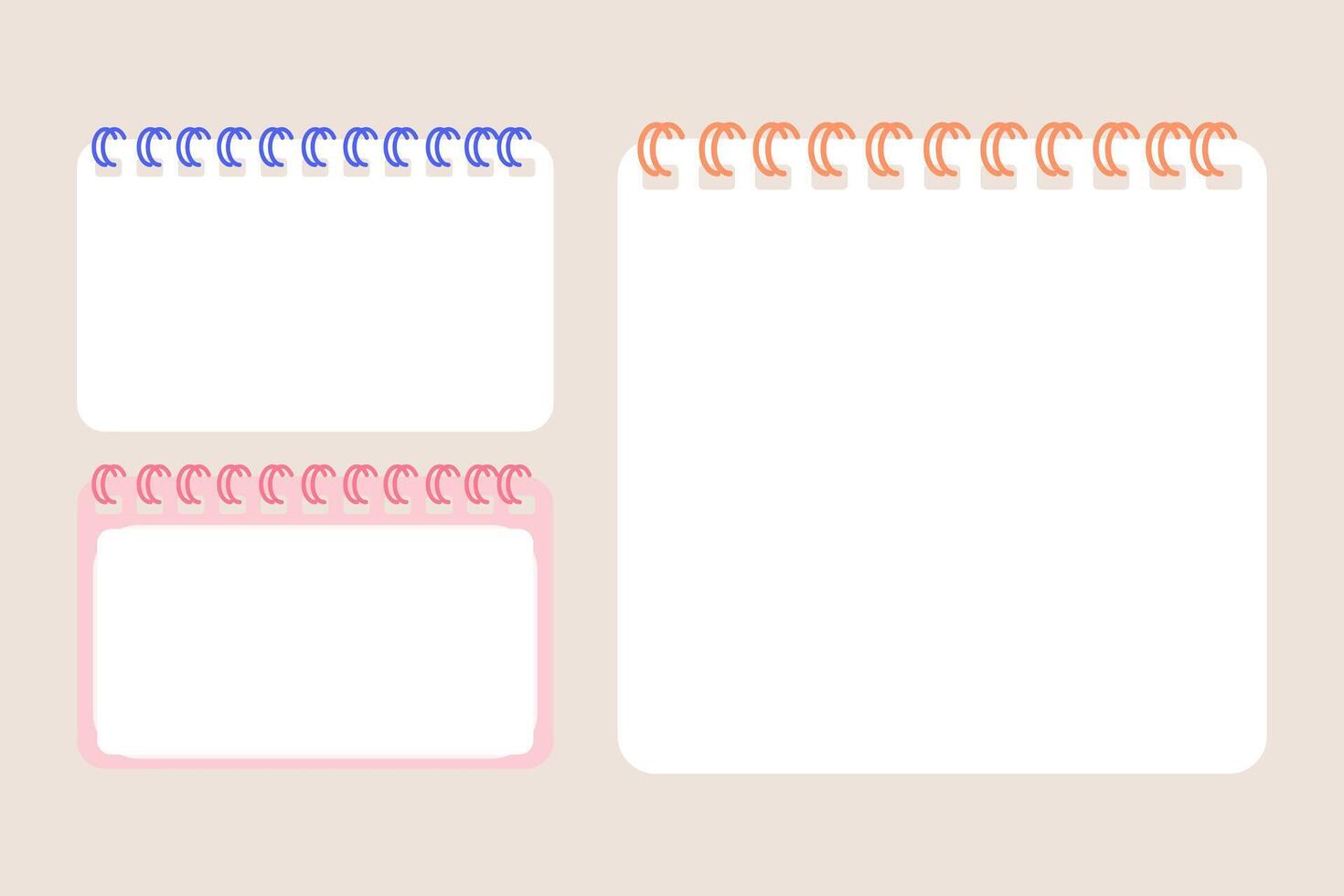 Blank Notebook Page Layout with Spiral Binding for Creative Notes and Bullet Journaling vector