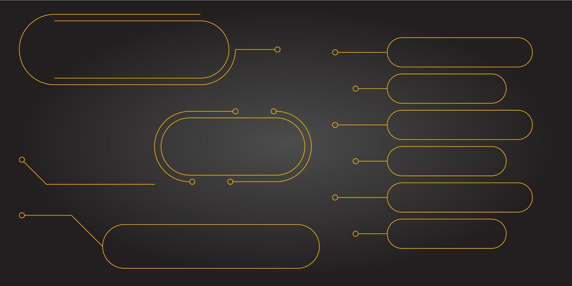 Text box frame with modern hud line border menu and title callout design. Set of futuristic interface board elements for game ui web presentation or banner template vector