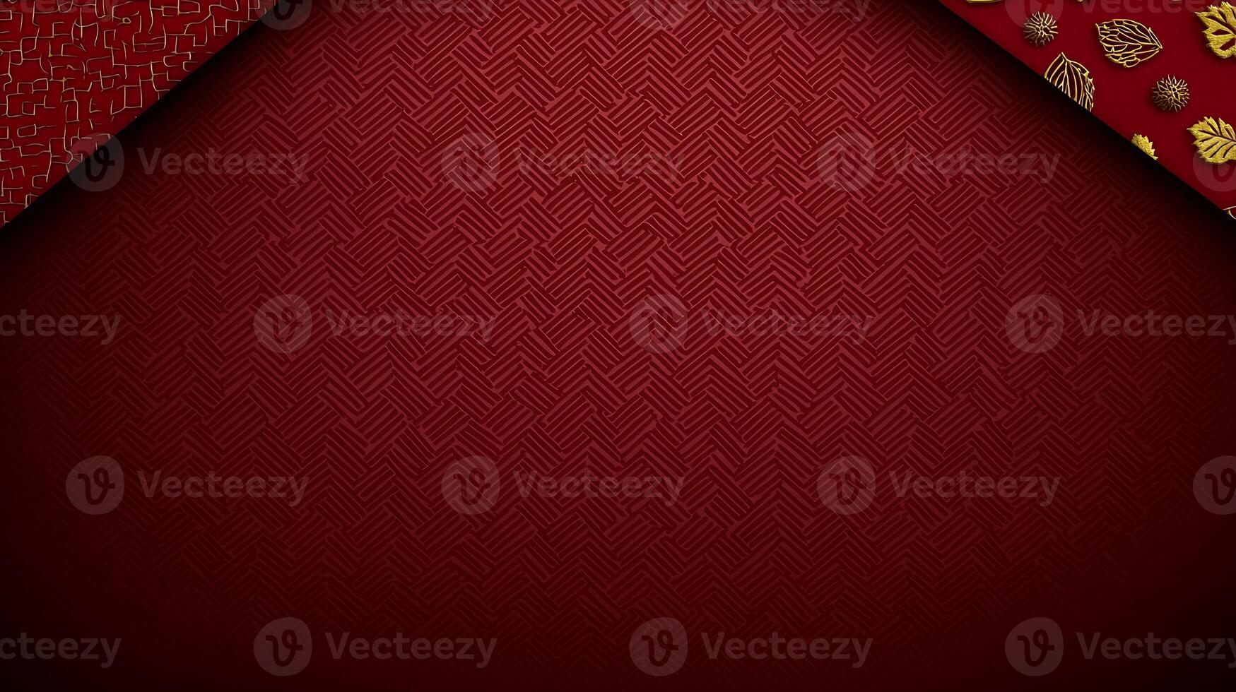 Elegant red background with textured patterns and decorative elements in corners photo