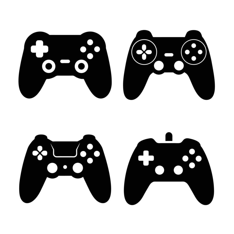 Game controller Minimalist Silhouette Set Bold Solid Icons for UI Web and Print vector