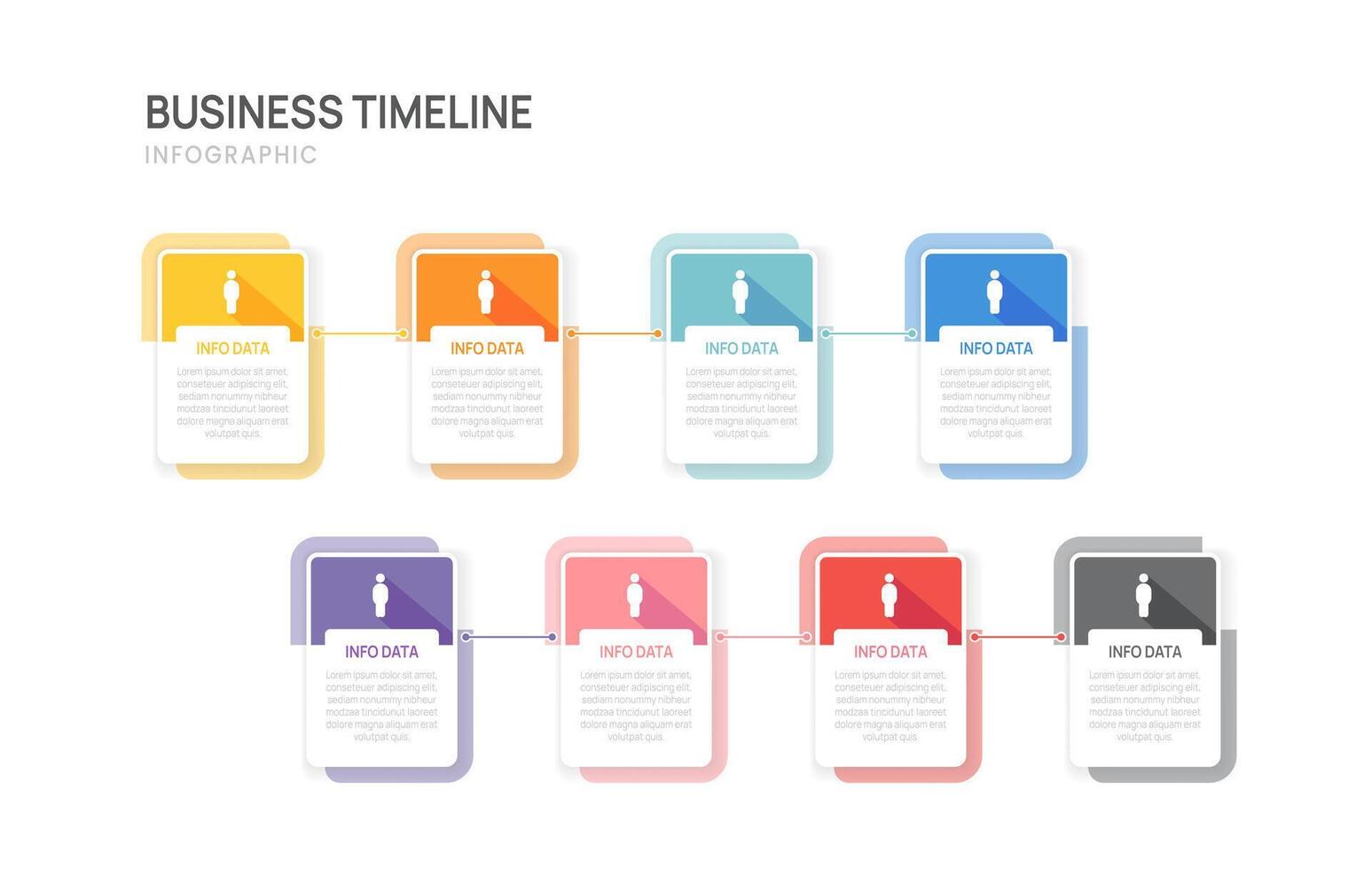 Infographic business template 2, 4, 6, 8 steps options, presentation workflows with process diagram elements illustration. vector