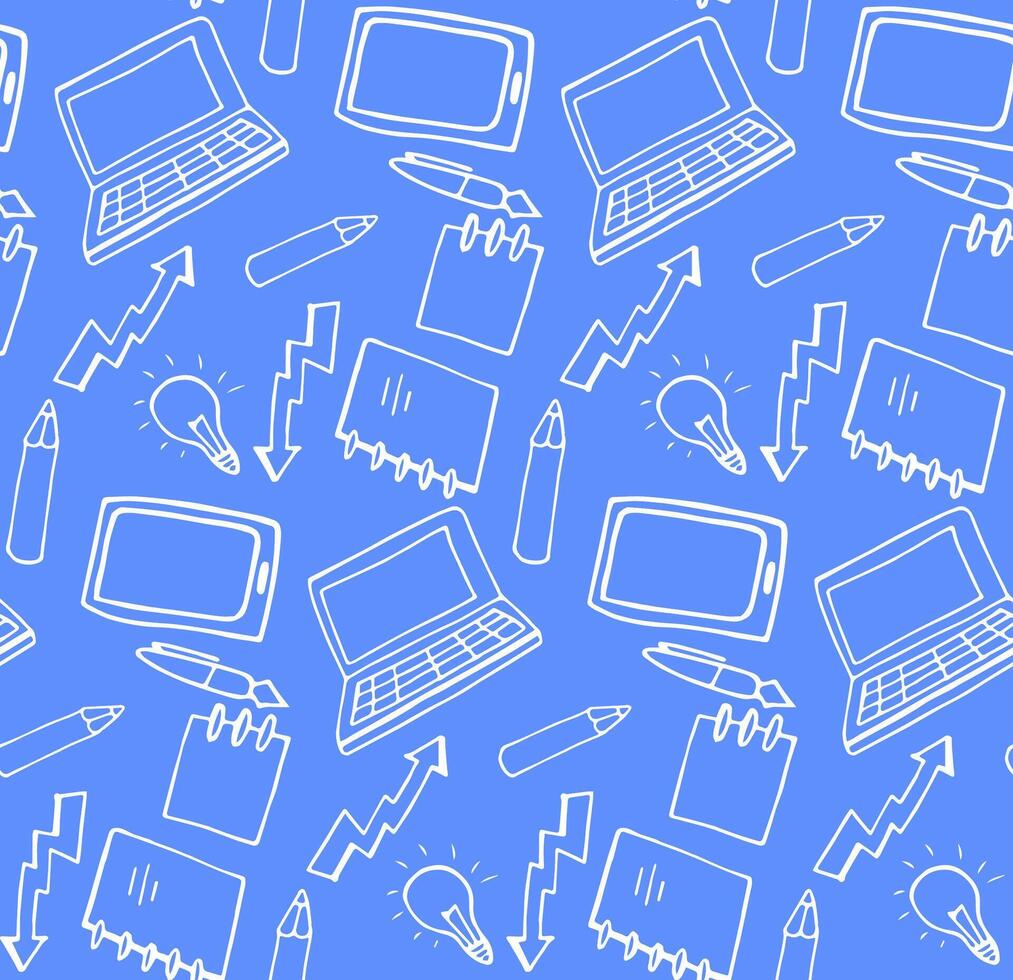 Pattern with an outline of objects on the topic of business vector