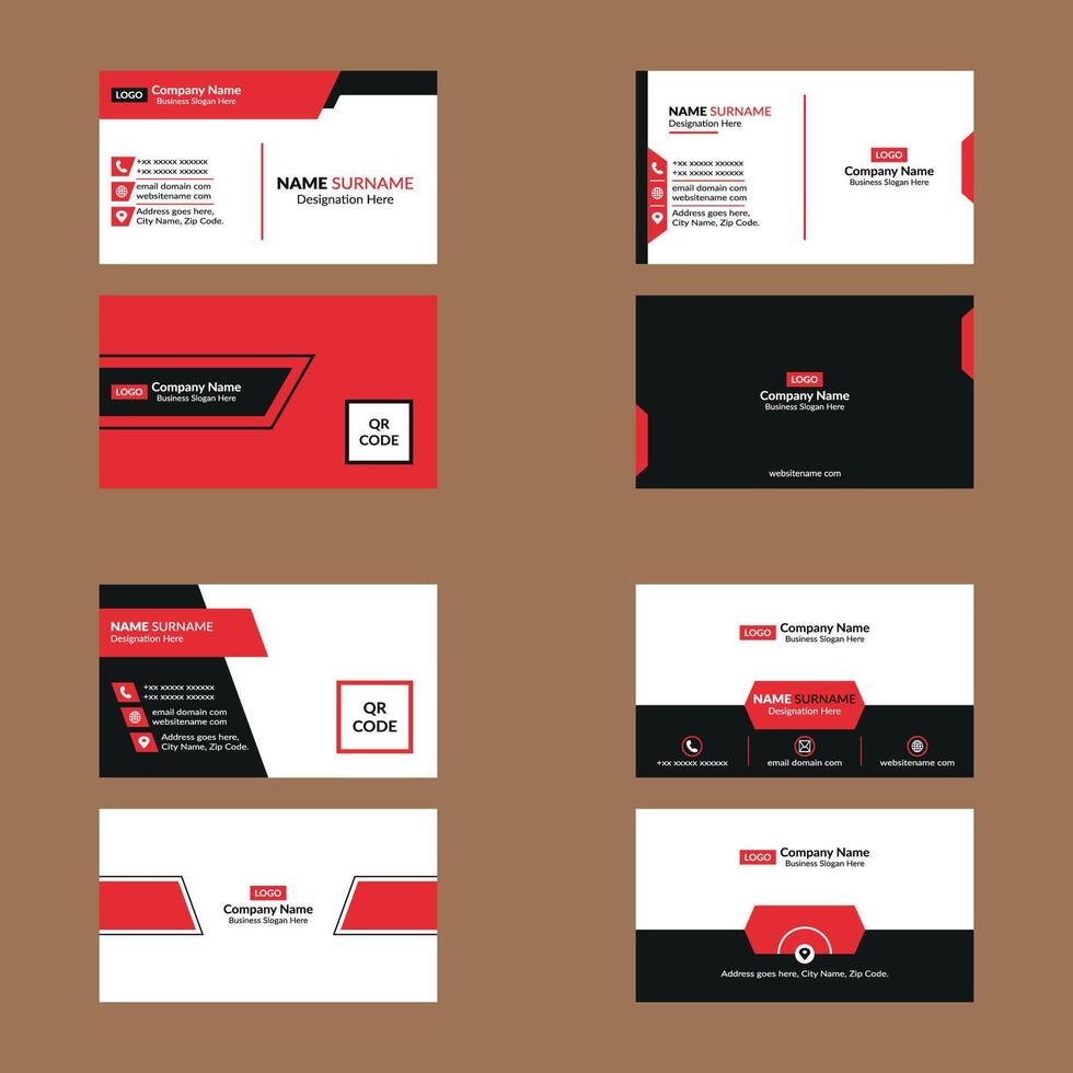 Modern Business Card Layout in a Bundle of Four. Artistic Template Display for Promotion. vector