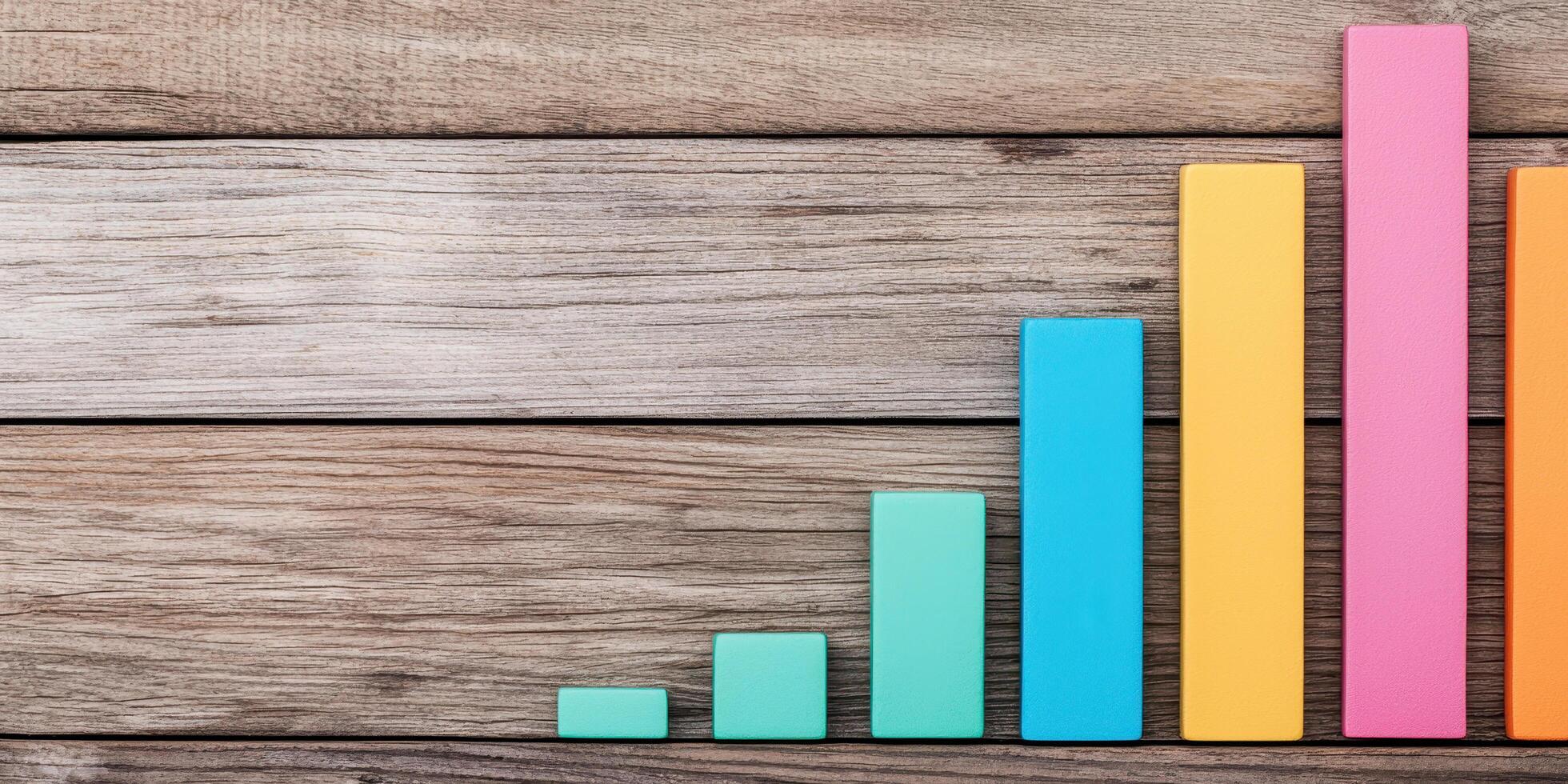 Growing bar chart showing trends in colorful blocks photo
