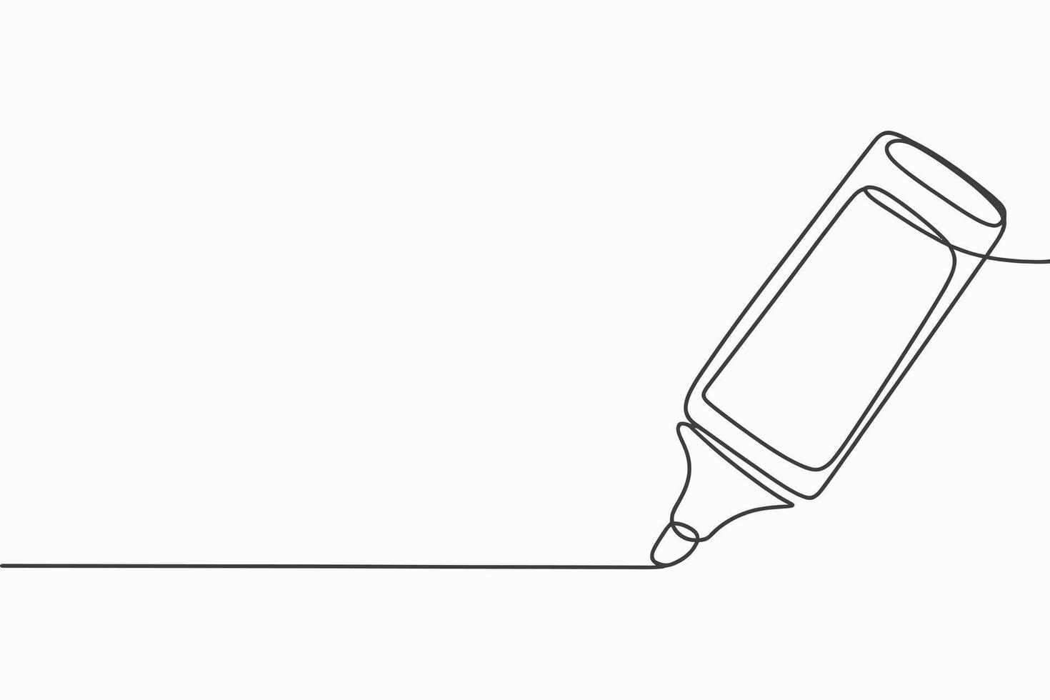 Continuous line drawing of a highlighter marking a line isolated on white background vector