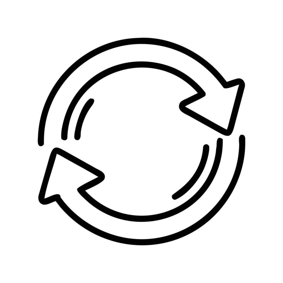 Circular monochrome arrows move in opposite directions, creating a looping symbol with a transparent background vector