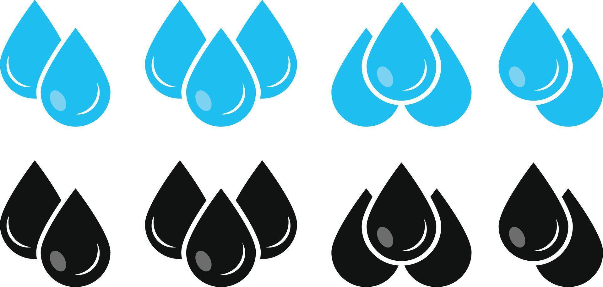 Blue water drop icon set. representing purity and freshness. water bubbles repeating elements. symbolizing freshness and clean water resources. clean water and hydration concept vector