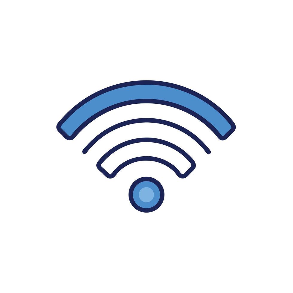 Blue navy wifi signal icon with concentric arcs circle wireless connection vector