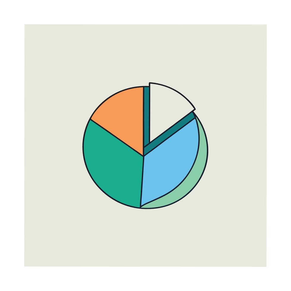Minimalist pie chart with four colorful segments light graph data vector
