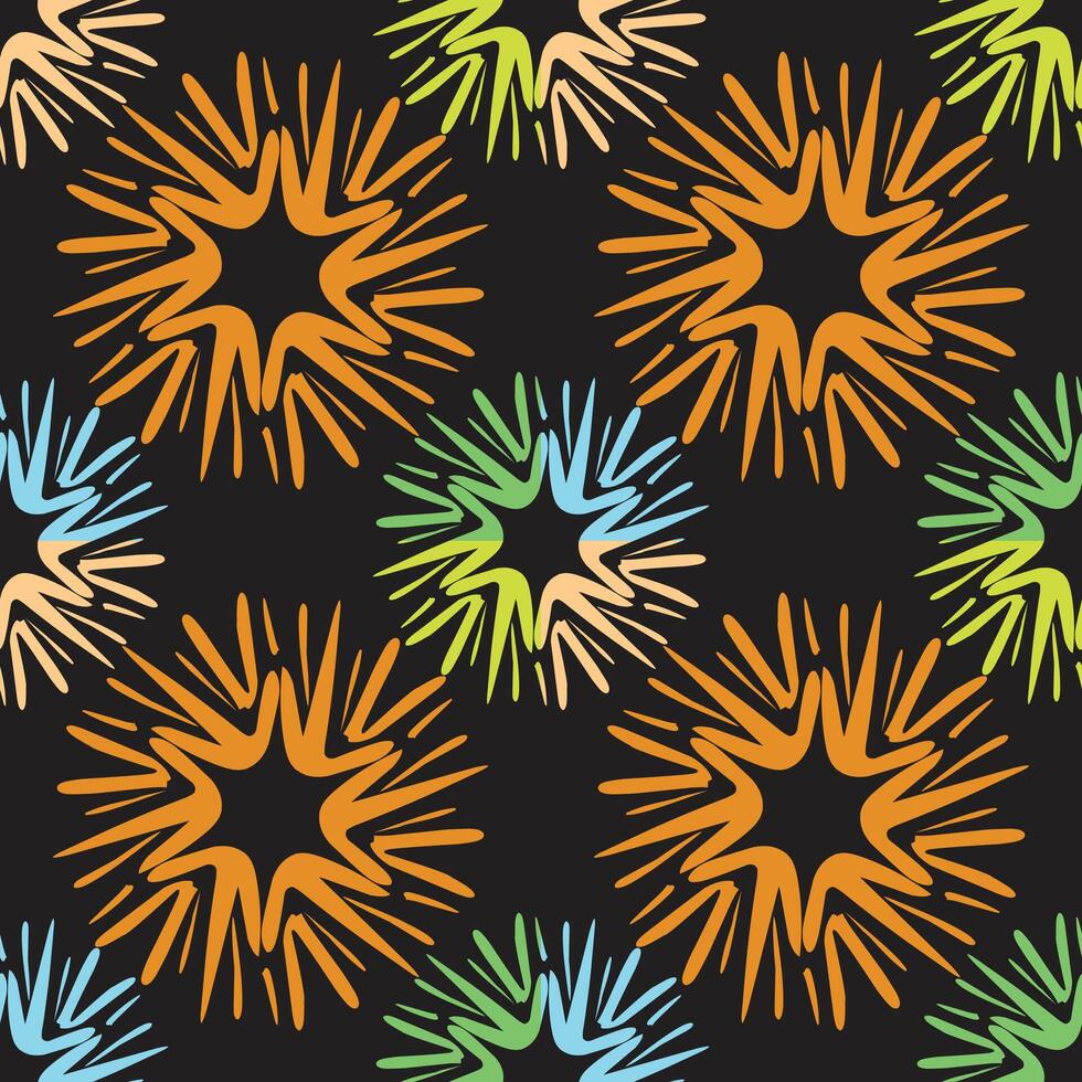 A colorful pattern with stars on black background vector