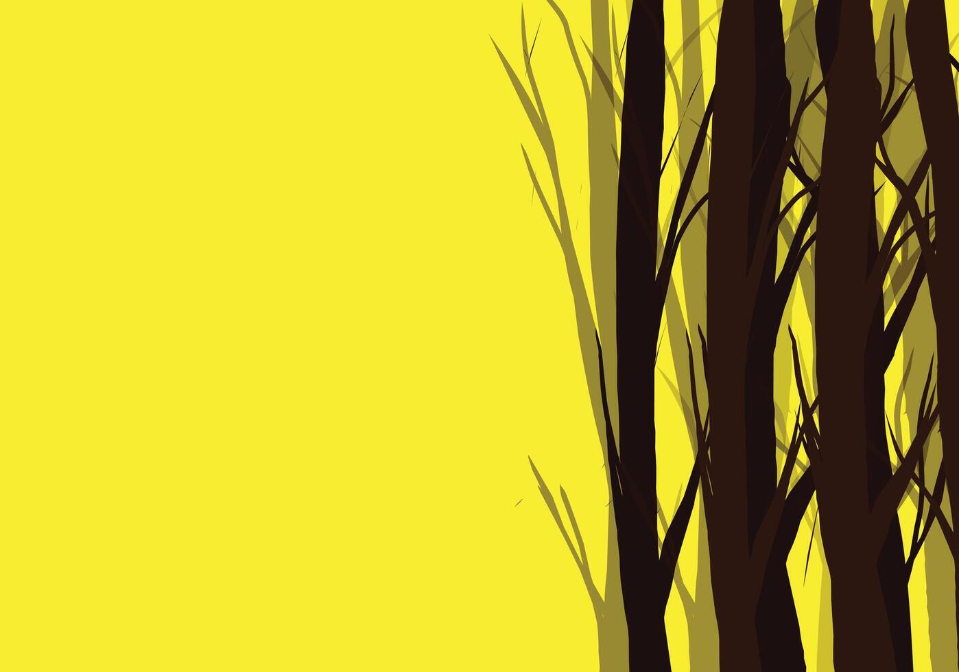 A yellow background with trees in the foreground vector