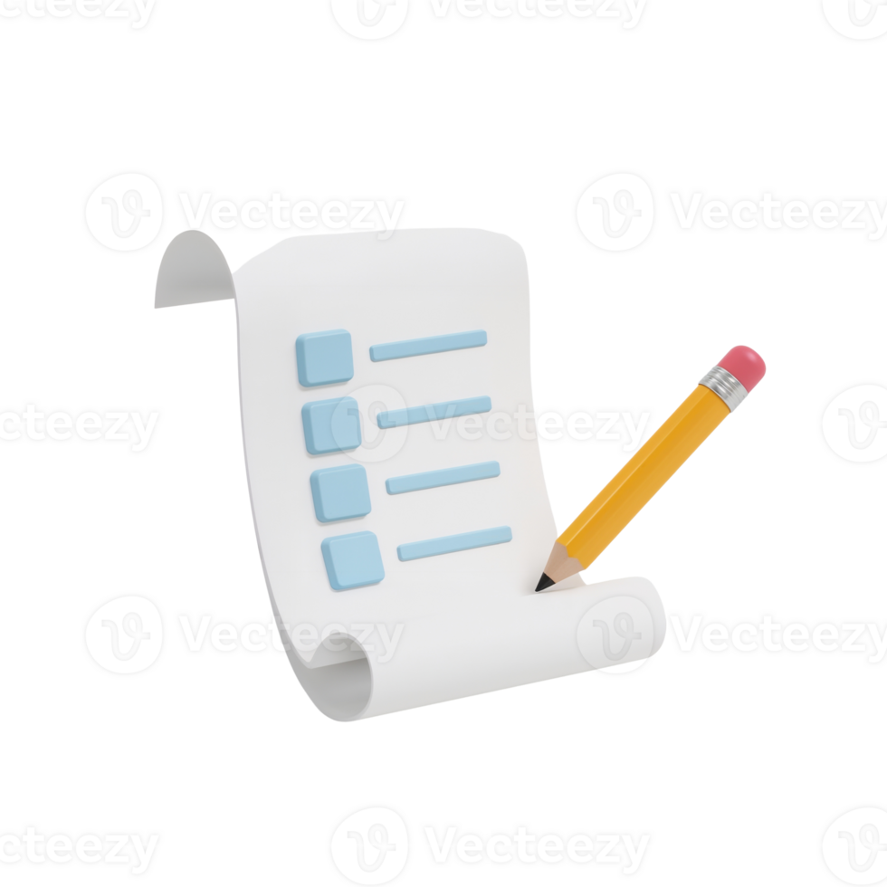 Lista criação com uma lápis dentro uma imaculado configuração representando produtividade e organização png