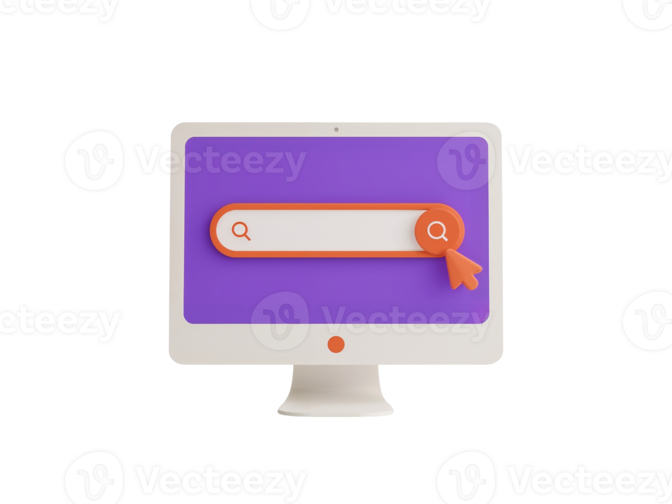 Minimalist digital computer screen with vibrant search bar and cursor on a transparent setting png