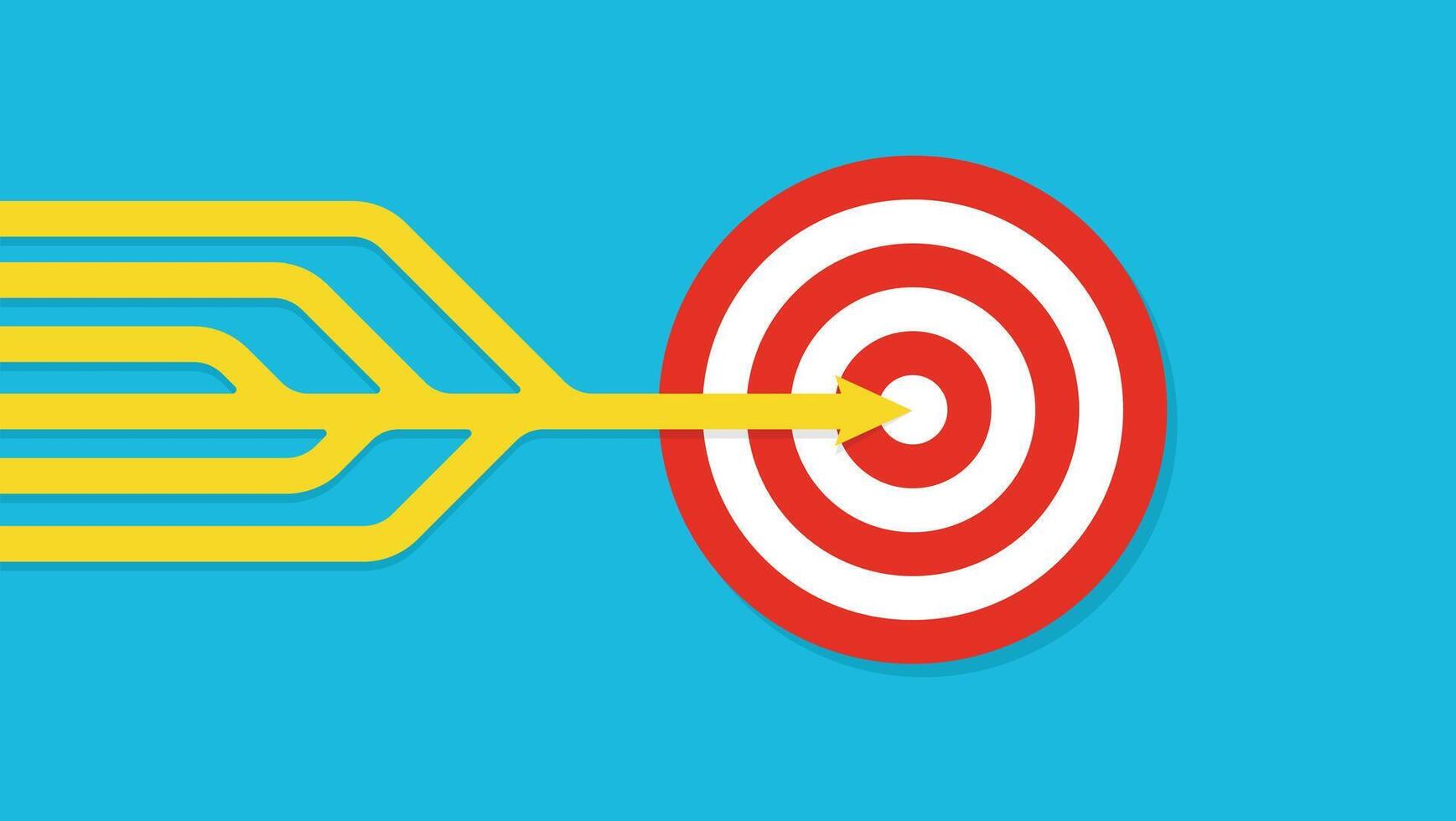 Target hit by a single arrow formed from multiple merging paths symbolizing teamwork, unified strategy, collaboration, goal achievement, business success, and problem solving vector