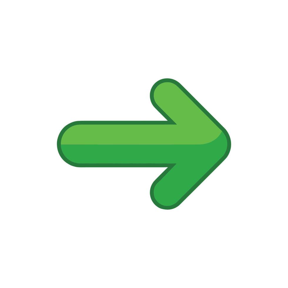 Bright Green Rounded Arrow Pointing to the Right on White Background forward direction vector
