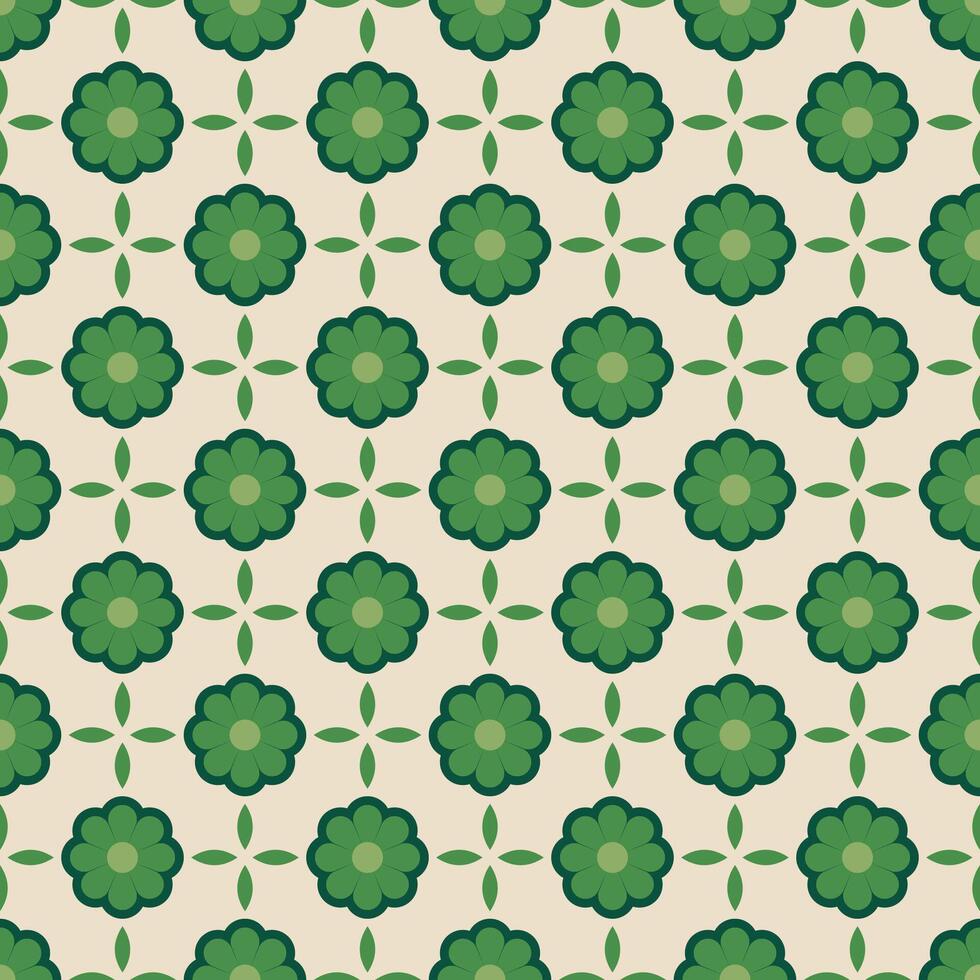 Retro Geometric Flower Shape with Minimalist Style Seamless Pattern Design vector