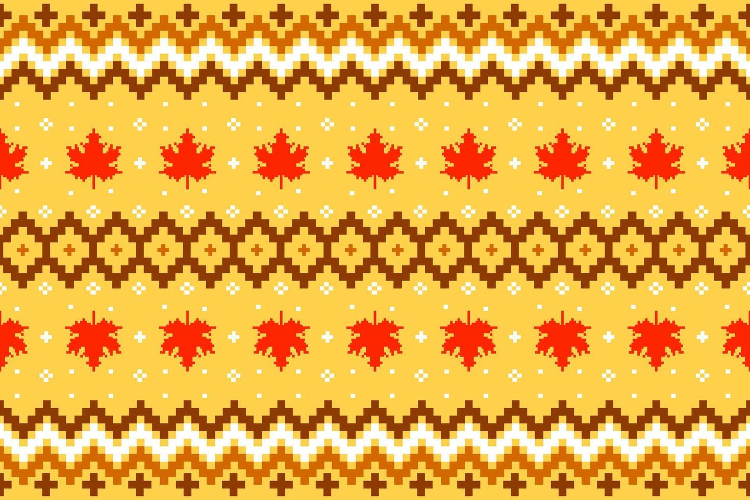 Maple in Fall pixel art seamless pattern for background fabric vector