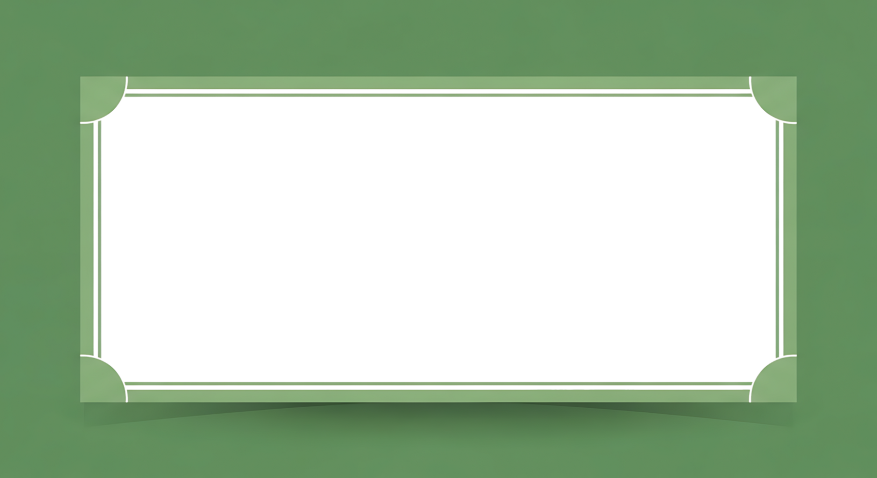Elegant Green Bordered White Rectangular Frame with Subtle Shadow. png