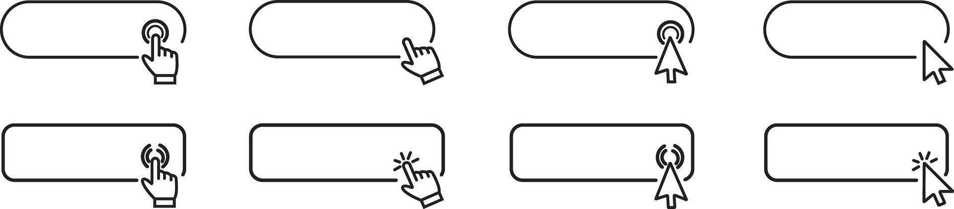 Click cursor set button with hand pointer clicking, Hand, Cursor, Tap, Press, Pointer Styles for Interface Design vector