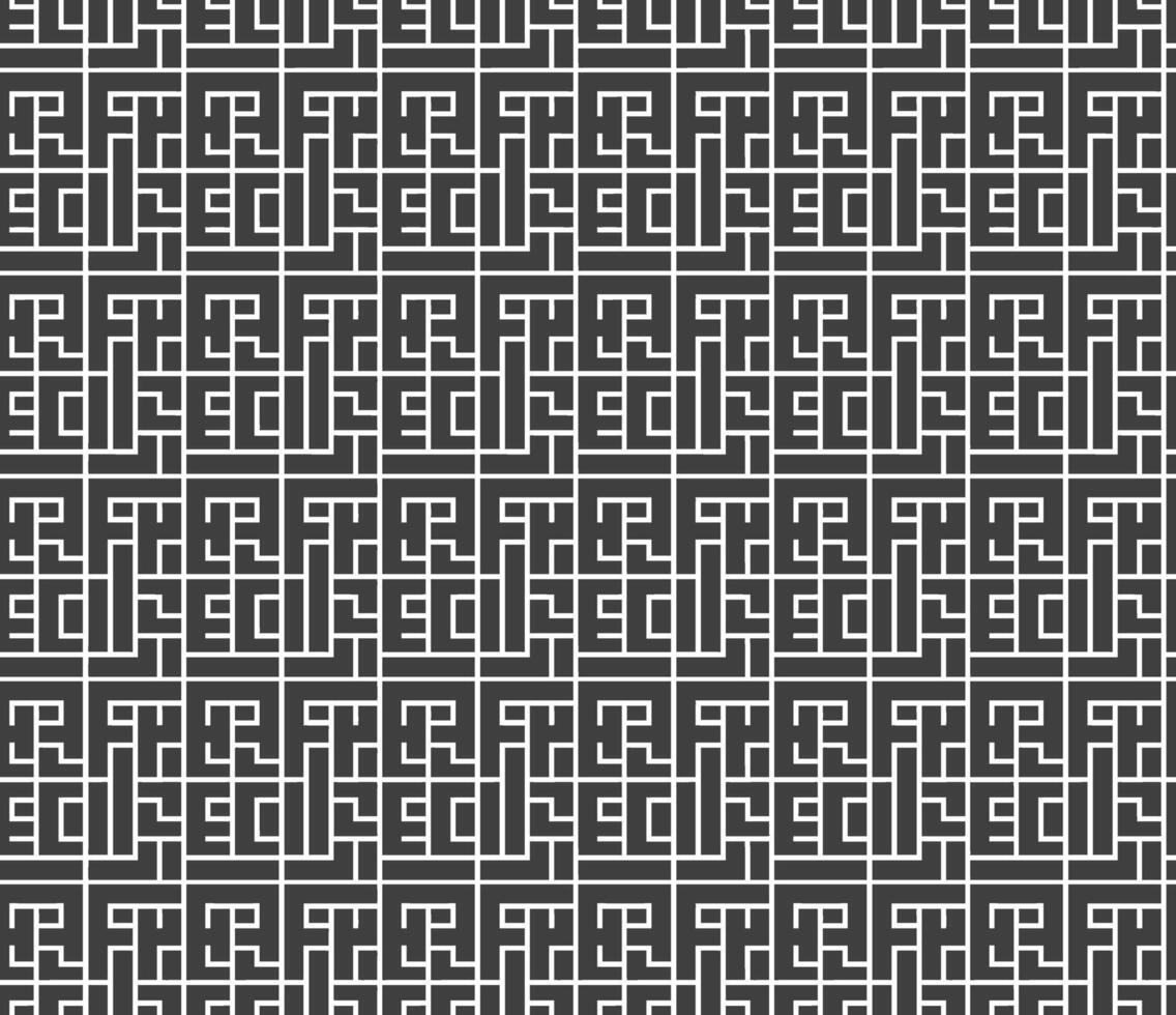 Square seamless pattern with Kufic style free typography using structured bold strokes and visual symmetry vector