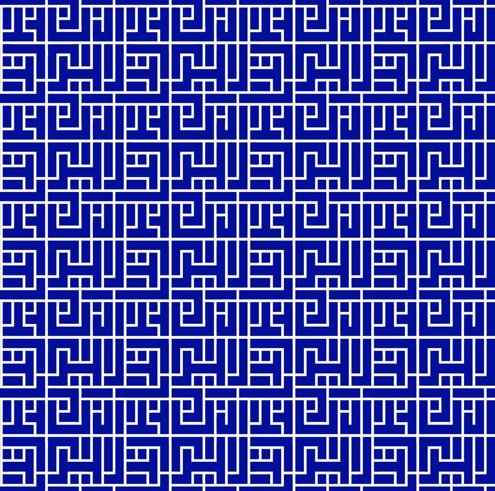 Echo themed seamless pattern with Kufic square letters arranged in clean grid using abstract modern lines vector